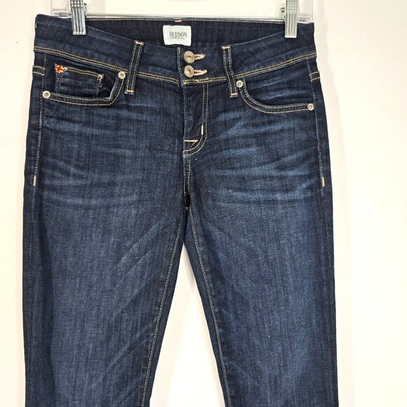 Hudson Ginny Crop Straight With Cuff Dark Wash Low Waist Flap Back Pockets - Picture 5 of 11